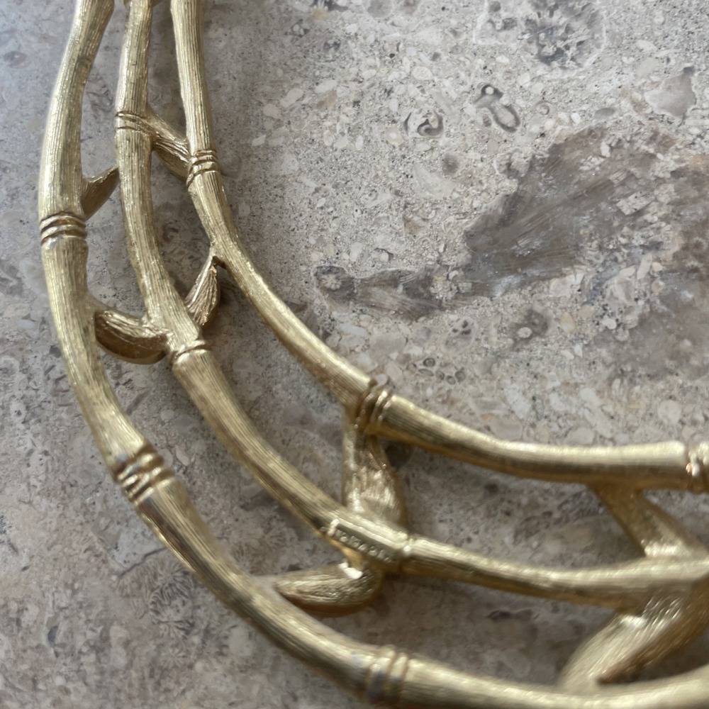 VINTAGE TRIFARI GOLD TONE BAMBOO LATTICE NECKLACE - Picture 5 of 7